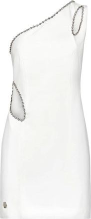 Philipp Plein One-Shoulder Sheath Dress - Dames - Feestkleedjes - Wit - S - Polyester - Kleedjes