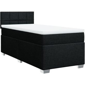 vidaXL Cama Box Spring Con Colch&oacute;n Tela Negro 100x200 Cm Vidaxl