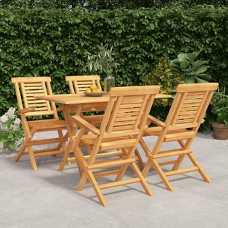 vidaXL Juego De Comedor Para Jard&iacute;n 5 Piezas Madera Maciza De Teca Vidaxl