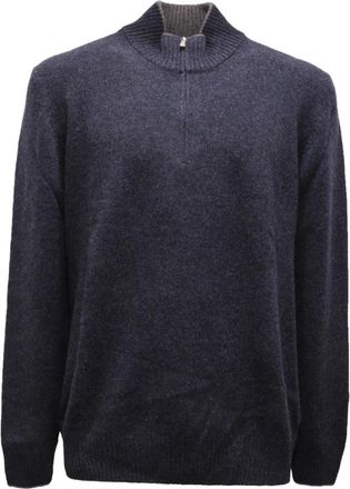 Gran Sasso Half Zip Trui - Heren - Vesten - Blauw - 2XL - Wol - Truien & Vesten