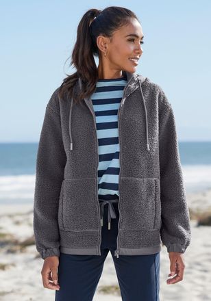 Elbsand Fleecejacke ELBSAND, Damen, Gr. 36, anthrazit, Obermaterial: 100% Polyester. Kapuzenfutter: 100% Polyester, unifarben, gerade h&uuml;ftlang, B&uuml;ndchen, Jack