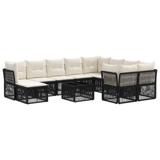 vidaXL Conjunto De Sof&aacute;s De Jard&iacute;n 11 Uds. Negro Rat&aacute;n Sint&eacute;tico Vidaxl