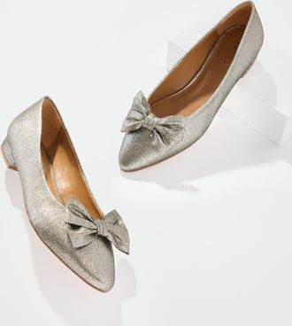 Talbots Edison Bow Flats - Textured Lam&eacute; - Antique Silver - 10 1/2 M Talbots