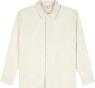 Law Of The Sea Dusk Jacquard Shirtjacket - Heren - Overhemden - Beige - Maat: L Katoen