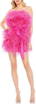 Mac Duggal Strapless Feather Mini Dress in Pink at Nordstrom, Size 0