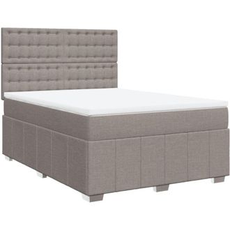 vidaXL Cama Box Spring Con Colch&oacute;n Tela Gris Taupe 140x190 Cm Vidaxl