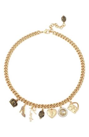 Kurt Geiger Mixed Charm Curb Chain Necklace in Gold at Nordstrom