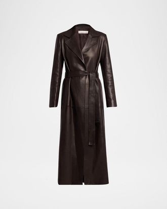 The Row Raisa Belted Leather Coat