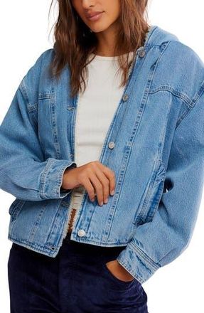 Free People We the Free Asher Faux Shearling Lined Denim Jacket in Snowdrift Wash at Nordstrom Rack, Size X-Small