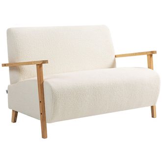 HOMCOM 2 Seater Sofa - Fabric Modern Loveseat For Living Room - Cream | TJ Hughes