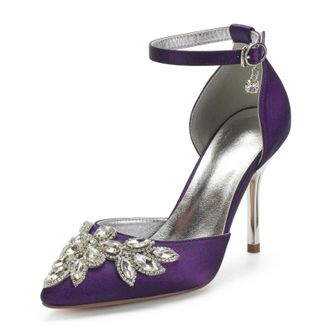 Miyoopark Womens High Heel Wedding Shoes Beaded Elegant Formal Party Pumps M530 Dark Purple UK 5.5