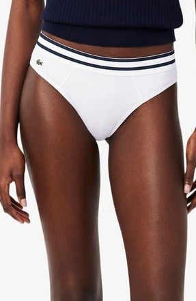 Lacoste Cotton Blend Rib Thong in White at Nordstrom, Size Xx-Large