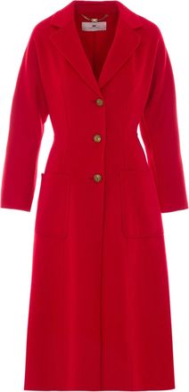 Elisabetta Franchi Red Passion Wool Double-Faced Belted Coat