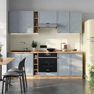 Vicco Mueble De Cocina Fame-line, Roble Azul Claro/gris Dorado, 235 Cm, Et Roble, Vicco