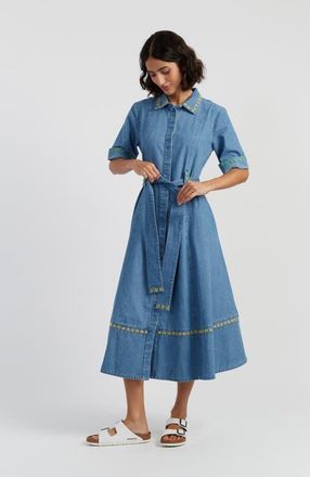 Chinti and Parker Chambray Buttercup Shirt Dress in Spring Blue at Nordstrom, Size 2