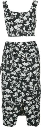 Maje Wikkelpak met tropische print - Zwart