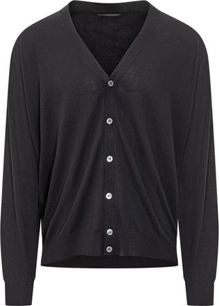 FILIPPO DE LAURENTIIS Merino Cardigan - Heren - Vesten - Blauw - S - Wol - Truien & Vesten