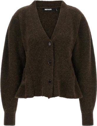 Rotate Peplum Gebreide Cardigan - Dames - Vesten - Bruin - XS - Wol - Truien & Vesten