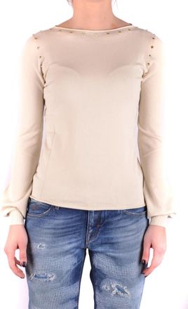 Twinset Gebreide truien met ronde hals - Dames - Ronde hals truien - Wit - M - Leer - Truien & Vesten