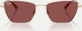 Ray-Ban Drea - Occhiali da sole irregolari color oro pallido con lenti viola