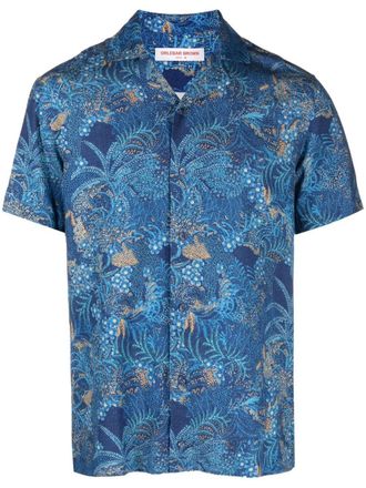 Orlebar Brown Camicia Travis con stampa Tropicana - Blu