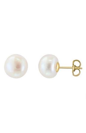 Effy 14K Yellow Gold 11mm Cultured Freshwater Pearl Stud Earrings in White at Nordstrom Rack
