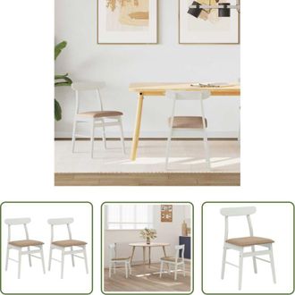 vidaXL vidaXL Sedia da pranzo in legno massello - Sedia da pranzo 2 pcs Bianco e marrone Legno di gomma solido