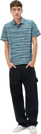 Missoni Short Sleeve Polo In Flame Jersey in Blue & Green at Nordstrom, Size X-Large