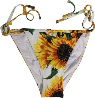 Dolce & Gabbana Sunflower-Print Bikini Bottom - White