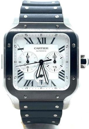 Cartier Pre-owned Cartier Santos Xl Chronograph Silver Dial Mens Watch WSSA0017