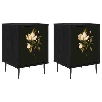 vidaXL Mesa De Noche Bremen 2 Uds. Roble Negro 36 X 33 X 51 Cm Vidaxl