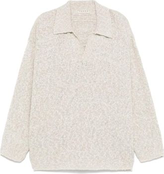 Paura India Polo Sweater - Heren - V-hals truien - Grijs - L - Katoen - Truien & Vesten