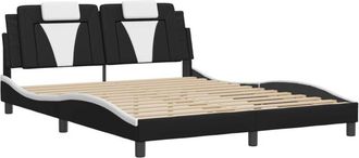 vidaXL Estructura De Cama Viana Sin Colch&oacute;n Cuero Sint&eacute;tico Negro Blanco 160x200cm Vidaxl