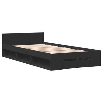 Berkfield Home Modern Bed Frame with Drawer without Mattress Black 75x190 cm Sma | Size: Small Single