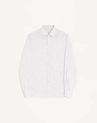 Valentino Camicia a maniche lunghe Valentino in cotone e seta a righe Uomo AVORIO/GRIGIO 38