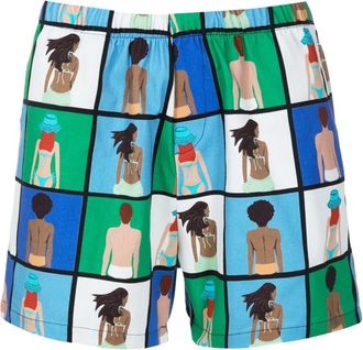 Amir Slama graphic-print elasticated-waistband shorts - men - Viscose - G - White