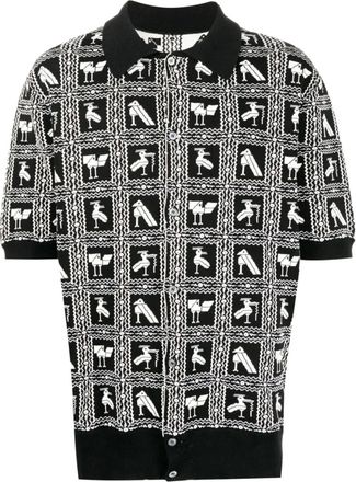 4sdesigns Camicia a maniche corte con stampa grafica - Nero