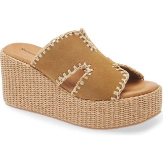Chocolat Blu Jaxx Platform Wedge Sandal in Camel Suede at Nordstrom, Size 8-8.5Us