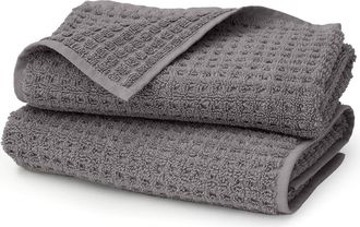 Boll & Branch Set of 2 Waffle Organic Cotton Hand Towels in Stone at Nordstrom