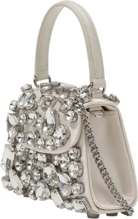 Self Portrait Womens Crystal Mini Bag Ivory Satin