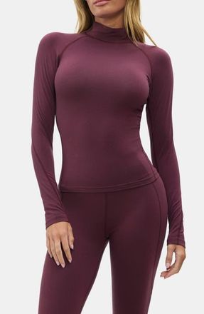 Halfdays Clare Mock Neck Base Layer Top in Glazed Cherry at Nordstrom, Size Medium