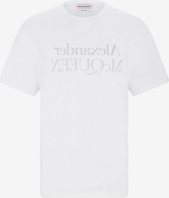 Alexander McQueen Kurzarm-T-Shirt mit Print Reflected Logo