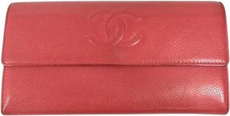 Chanel Pre-owned Lange portemonnee (bi-fold) - Dames - Vintage Accessoires - Rood - ONE Size - Leer - Vintage