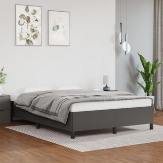 vidaXL Vidaxl - Estructura De Cama Sin Colch&oacute;n Cuero Sint&eacute;tico Gris 140x190 Cm