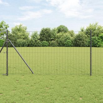 Berkfield Home Euro Fence with 7 Posts 1x10 m Galvanised Steel Grey in Silver