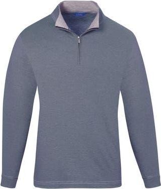 David Donahue Stripe Quarter Zip Pullover Sweater in Sky/Navy at Nordstrom Rack, Size Xx-Large