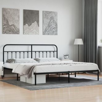 vidaXL Estructura Cama Sin Colch&oacute;n Con Cabecero Metal Negro 200x200 Cm Vidaxl