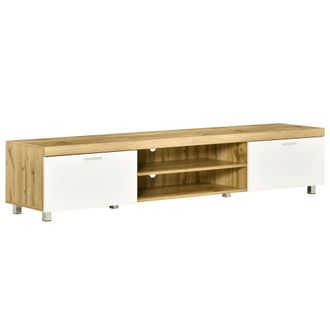HOMCOM Modern TV Unit - TV Cabinet For TVs Up To 90 Inches - Entertainment Center With Drawer Shelf For Living Room - Bedroom - Oak And White Unit 90 W/ R
