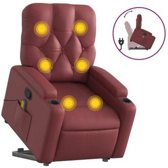 vidaXL Sill&oacute;n Reclinable De Masaje De Pie Cuero Artificial Rojo Tinto Vidaxl