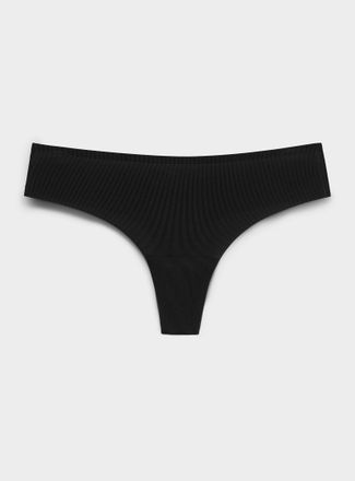 Miiyu Womens Mini-rib laser-cut thong Recycled nylon